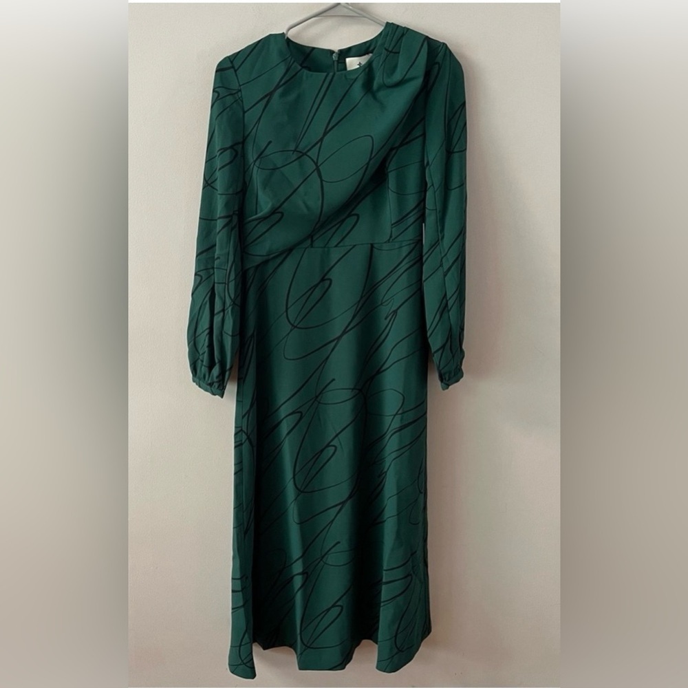 Tuckernuck Pine Twombly Macie Midi Dress S Green Draped NWT - Picture 3 of 10